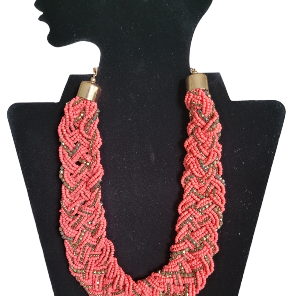 Beaded Coral Choker Necklace